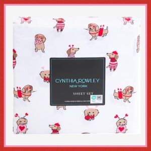Cynthia Rowley Valentine Hearts Dachshund Weiner Dog King 4-Piece Sheet Set